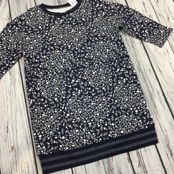 Gap Girls XS 4-5 Dress Navy Blue Floral Dress - Picture 2 of 3